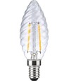 E14 2W dæmpbar LED kronepære - Twisted Candle, filament, 2200K, klar glas