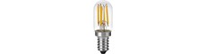 E12 2,5W dæmpbar LED pære - 6cm, filament, klar glas, 2500K