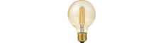 E27 6,5W dæmpbar LED globepære - G80, 550lm, filament, 2200K, guld glas