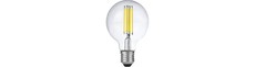 E27 6W dæmpbar LED filament pære - G80, 550lm, 2500K, klart glas