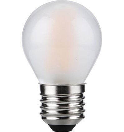 E27 4W dæmpbar LED kronepære - G45, filament, mat glas, 2500K