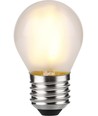 E27 4W dæmpbar LED kronepære - G45, filament, mat glas, 2500K