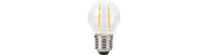 E27 2W dæmpbar LED kronepære - G45, filament, 2500K, klar glas