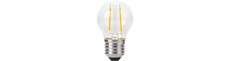 E27 2W dæmpbar LED kronepære - G45, filament, 2200K, klar glas