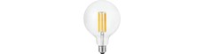 E27 7W dæmpbar LED globepære - G125, filament, 2200K, 600lm, klart glas