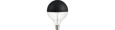 E27 6,5W dæmpbar LED kronepære - G125, topforspejlet sort, filament, 2500K, 470lm