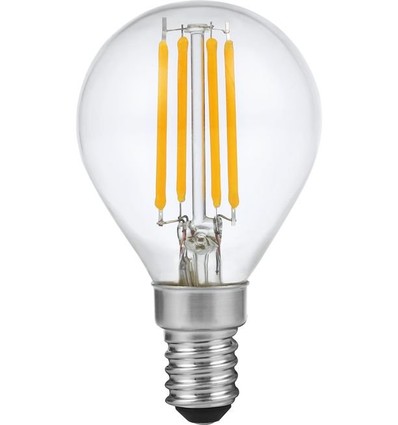 E14 4W dæmpbar LED kronepære - G45, filament, 2500K, klar glas