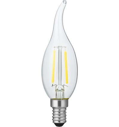 E14 1,5W dæmpbar LED kronepære med spids - C35, 140lm, 2200K, klar glas, filament