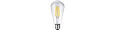 E27 8W dæmpbar LED Rustika pære - ST64, filament, 2500K, klart glas, 650lm