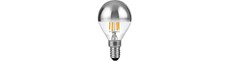 E14 4W dæmpbar LED kronepære med topforsølvning - G45, filament, 2500K, sølv top, 260lm