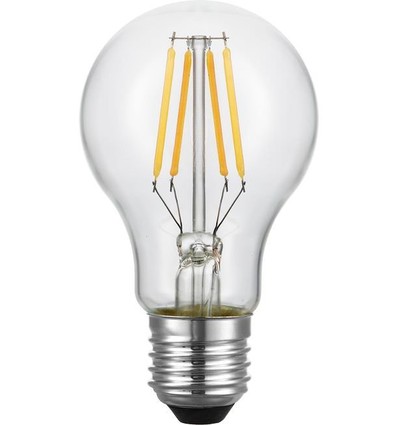 E27 4W dæmpbar LED filamentpære - A60, 2200K, klart glas, 360lm
