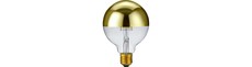 E27 6,5W dæmpbar LED kronepære - G95, topforspejlet guld, filament, 2500K, 470lm