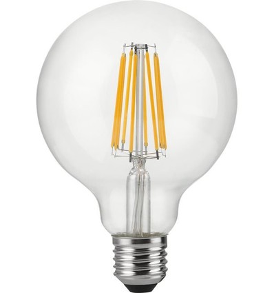 E27 10W dæmpbar LED globepære - G95, filament, 1055lm, 2500K, klart glas