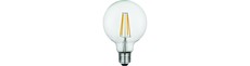 E27 8W dæmpbar LED globepære - G95, filament, 2500K, klart glas, 740lm