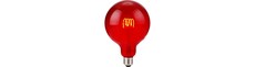 E27 4W dæmpbar LED filament pære - G125, Flex Globe, Rød, 60lm