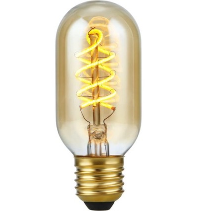 E27 5W dæmpbar LED pære - Filament Flex DH Tube, 2000K, guld glas, 300lm