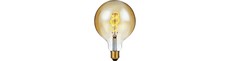 E27 5W dæmpbar LED filamentpære - G125, Double Helix, 300lm, 2000K, guld glas