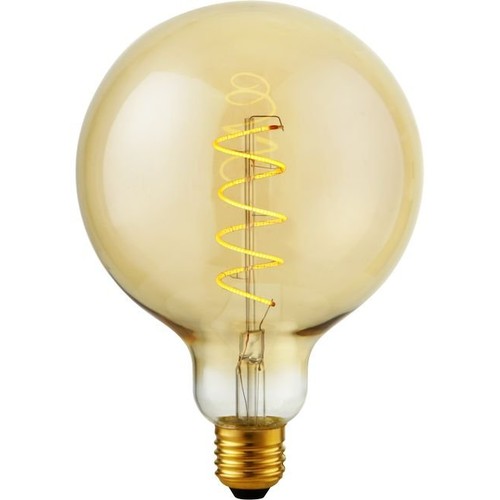 E27 4W dæmpbar LED filament pære - G125, Flex Globe, 200lm, 2000K, guld glas