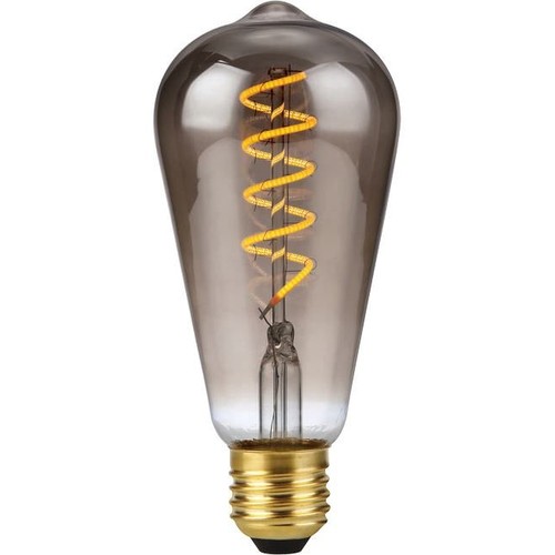 E27 4W dæmpbar LED filamentpære - ST64 Rustika, 2200K, røgfarvet glas, Flex filament