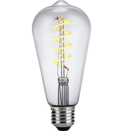 E27 4W dæmpbar LED Rustika pære - ST64, Flex Filament, 2200K, klar glas
