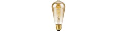 E27 4W dæmpbar LED pære - ST64 Rustika, Flex filament, 200lm, guld glas, 2000K