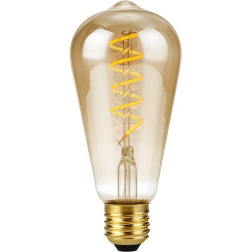 E27 4W dæmpbar LED pære - ST64 Rustika, Flex filament, 200lm, guld glas, 2000K