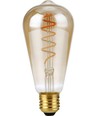 E27 4W dæmpbar LED pære - ST64 Rustika, Flex filament, 200lm, guld glas, 2000K