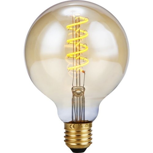 E27 4W dæmpbar LED filament pære - G95, Flex Globe, 200lm, 2000K, guld glas