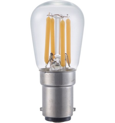 BA15d 3W dæmpbar LED filament pære - 2500K, klar, 5,6cm, 210lm