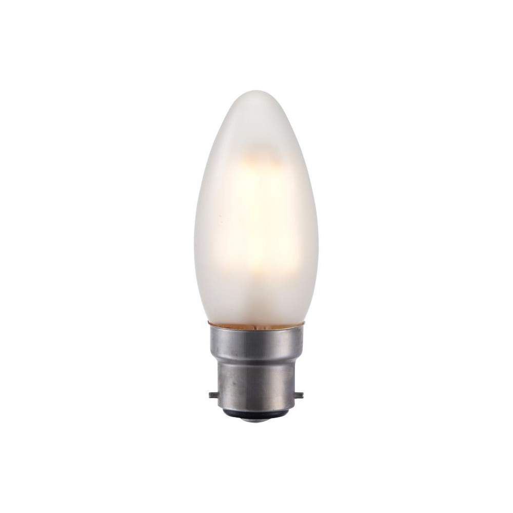 BA22d 4W LED kronepære - C35, 380lm, dæmpbar, mat glas, 2500K - Dæmpbar : Dæmpbar, Kulør : Ekstra varm