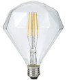 E27 5W dæmpbar LED filamentpære - Diamond, 2500K, klar, 450lm