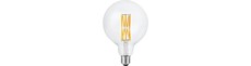 E27 8,5W dæmpbar LED filamentpære - G125, 800lm, Double Globe, 2200K, klart glas