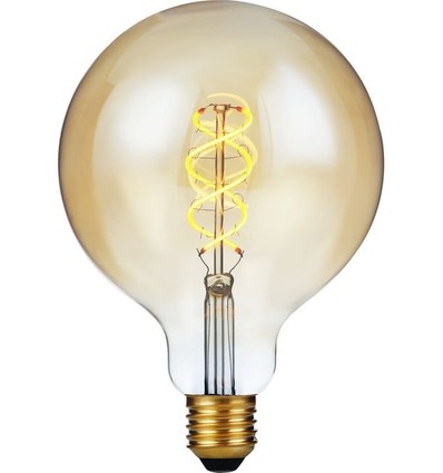 E27 5W 3-trin dæmpbar LED pære - G125, Filament Flex, 2200K, guld glas