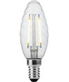 E14 2W dæmpbar LED kronepære - Twisted Candle, filament, 2700K, klar glas