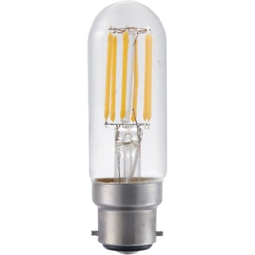 B22d 5W dæmpbar LED filament rørpære - 9,5cm, 2700K, klart glas