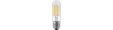 E27 5W dæmpbar LED rørpære - 9,5cm, filament, klar glas, 2700K