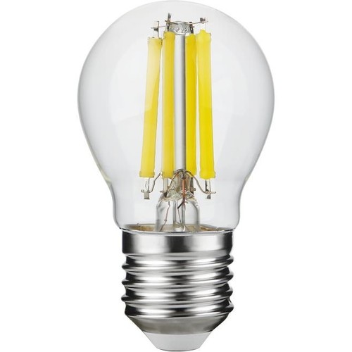 E27 7W dæmpbar LED kronepære - G45, filament, klart glas, 806lm, 2700K