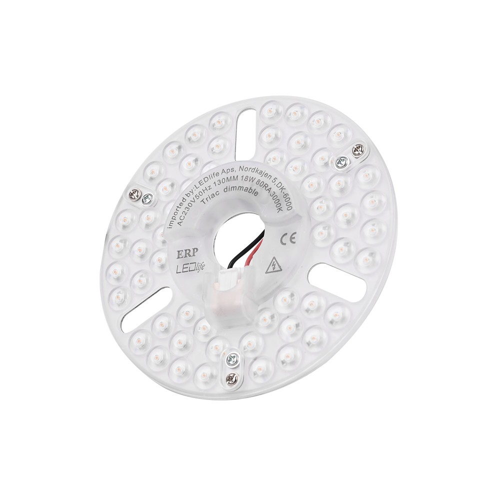 13cm / 18W Dæmpbar LED indsats med linser - Flicker free, erstat G24, cirkelrør og kompaktrør - Dæmpbar : Dæmpbar, Kulør : Varm billede