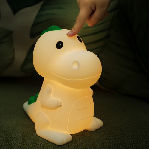 MOCHI Dinosaur natlampe i blød silikone - genopladelig, farveskift + varm hvid