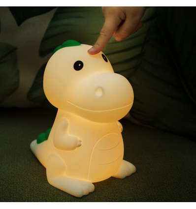 MOCHI Dinosaur natlampe i blød silikone - genopladelig, farveskift + varm hvid