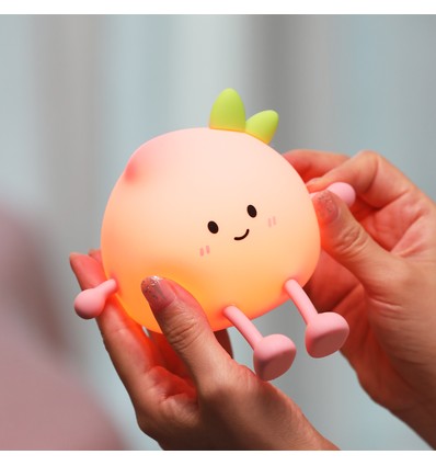 MOCHI Fersken natlampe i blød silikone - genopladelig, touch dæmpbar