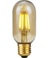 E27 4W dæmpbar LED rørpære - 10,6cm, 2300K, gyldent glas, filament