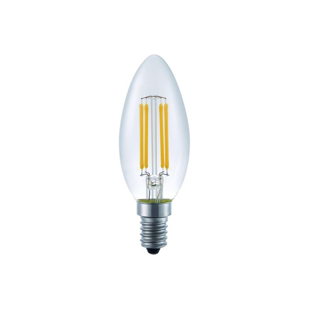 E14 4W dæmpbar LED kertepære - C35, filament, 350lm, 2200K, klart glas - Dæmpbar : Dæmpbar, Kulør : Ekstra varm