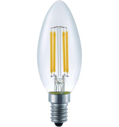 E14 4W dæmpbar LED kertepære - C35, filament, 350lm, 2200K, klart glas