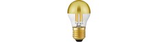 E27 4W dæmpbar LED kronepære - Topforspejlet guld, G45, filament, 2500K