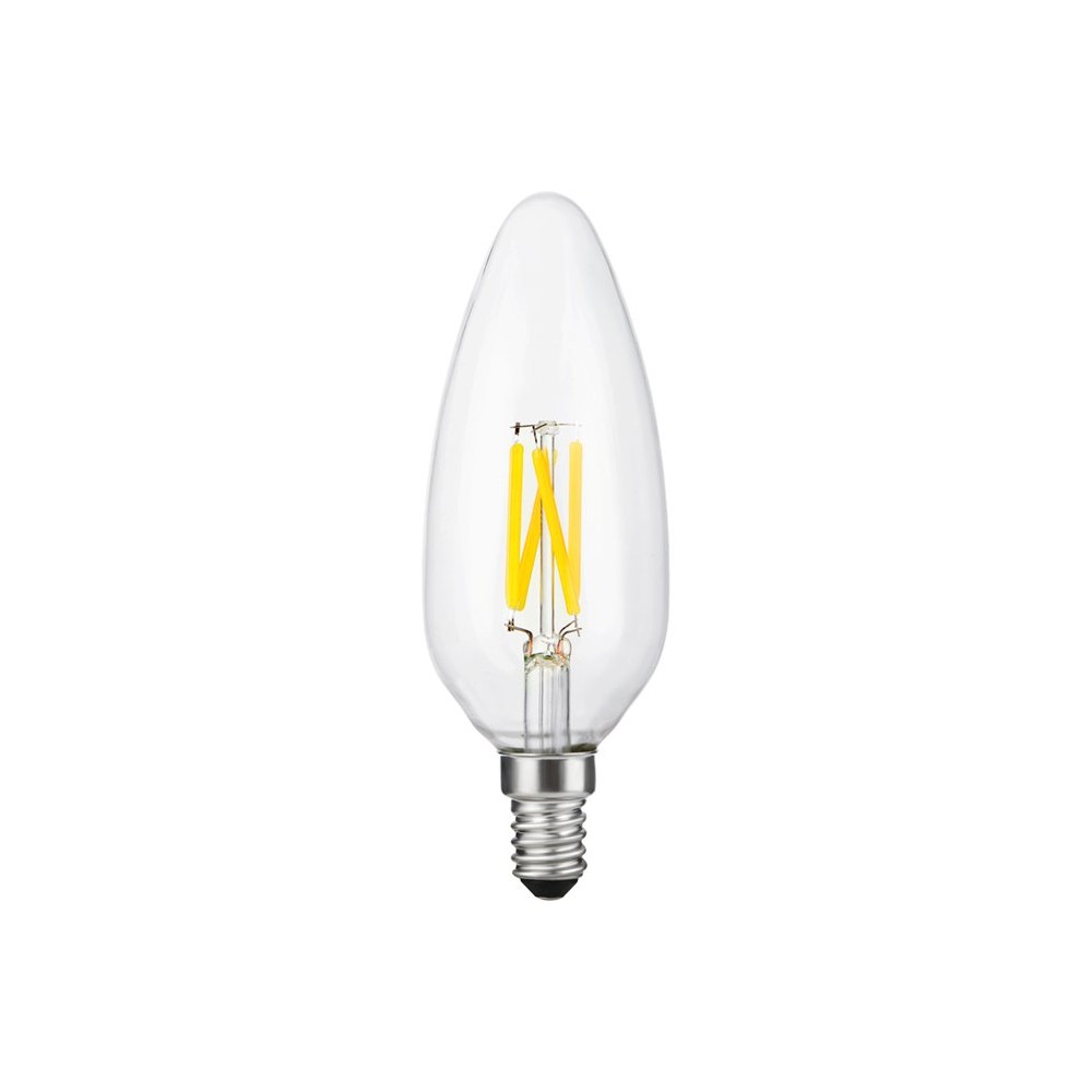 E14 4W dæmpbar LED filament kertepære - C45, 2200K, 320lm, klart glas - Dæmpbar : Dæmpbar, Kulør : Ekstra varm