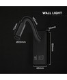 V-Tac 3W LED sengelampe med USB/PD opladning - CREE chip, sort, 3000K, inkl. lyskilde