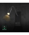 V-Tac 3W LED sengelampe med USB/PD opladning - CREE chip, sort, 3000K, inkl. lyskilde