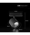 36W 3-faset skinnespot - CREE chip, sort, 6400K, 6 års garanti