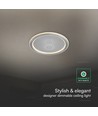 V-Tac 50W LED loftslampe dæmpbar - CCT 3-i-1, Grå, inkl. fjernbetjening